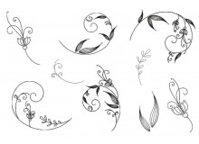 Stickserie - Flower Swirls Line Art